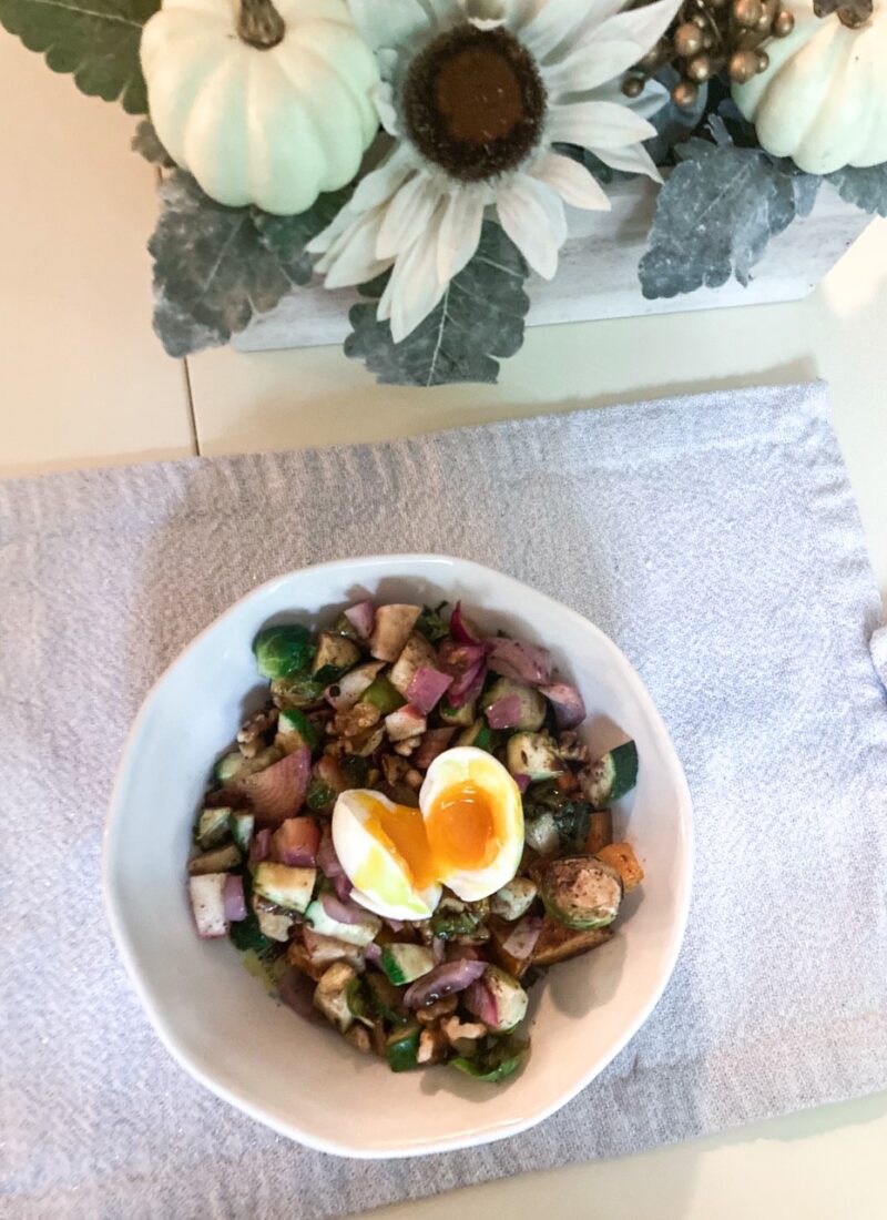 Roasted Fall Vegetable Dinner with Soft Boiled Eggs